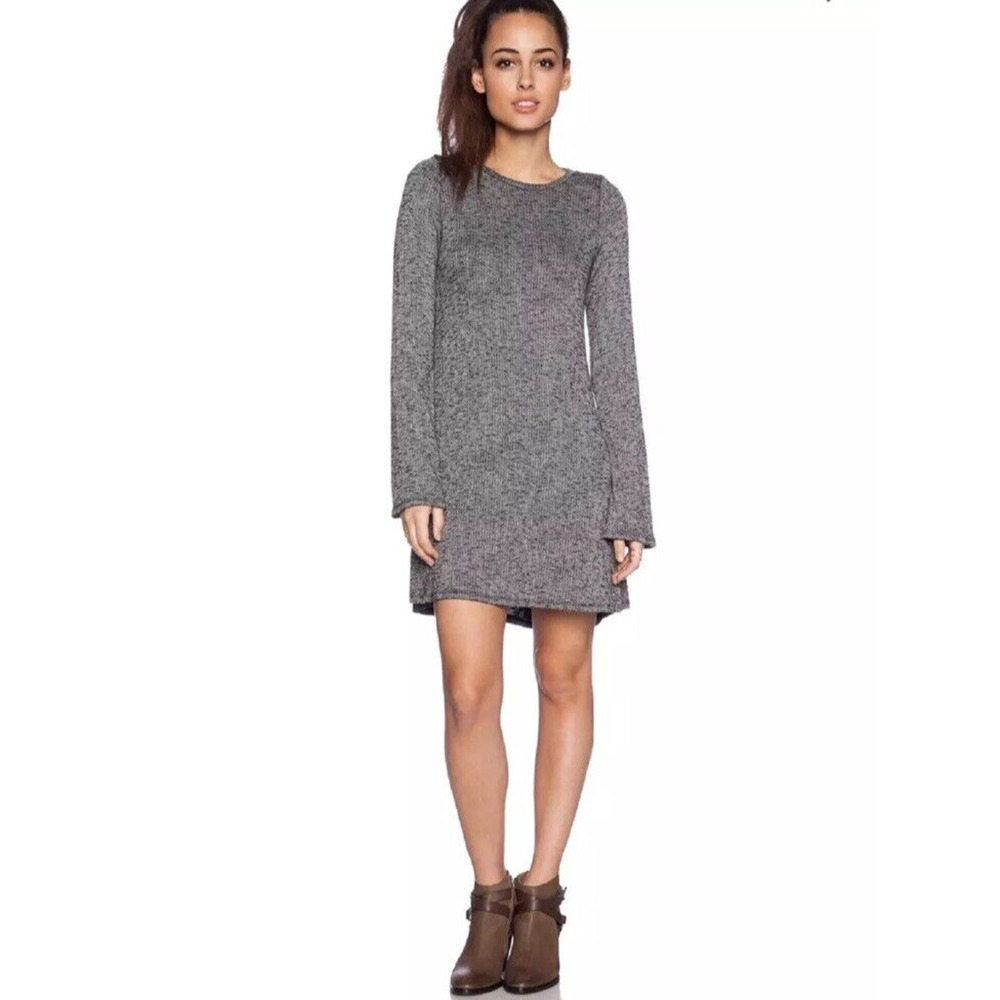 Michael Lauren Women Medium Dress Harvest Long Sleeve Crew‎ Neck Marble Gray New